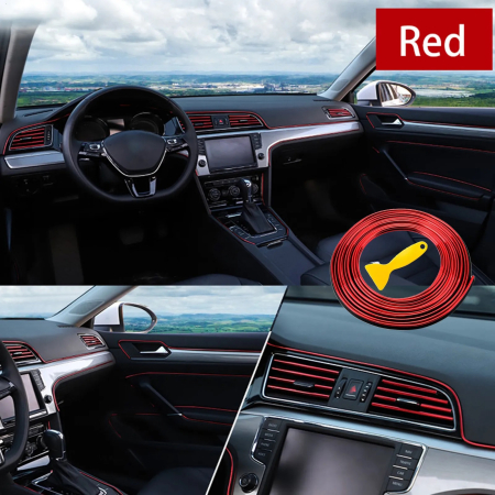 Auto - Moto - Banda decor interior crom TUNING, 5m, ROSU