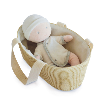 Jucarii Bebelusi si Plus - Bebelus din plus in cosulet natur - 28 cm, bej - Jolijou - BazaRapid.ro