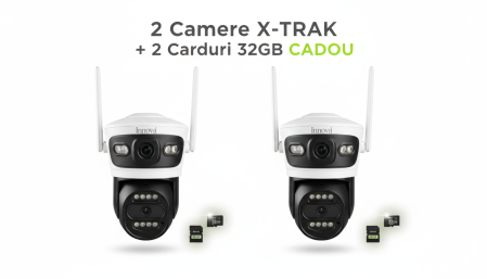 blackfriday - Pachet 2 x Camera Supraveghere Duală INNOVA X-TRAK, 6MP, WiFi/Lan , live pe telefon + 2 Carduri Cadou