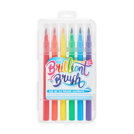 RECHIZITE CREATIVE - Carioci cu pensula Brilliant Brush, set de 12 - Ooly - BazaRapid.ro