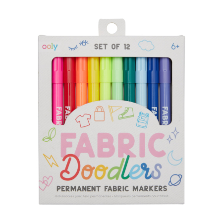 RECHIZITE CREATIVE - Carioci permanente pentru textile Fabric Doodlers - Set de 12 - Ooly - BazaRapid.ro