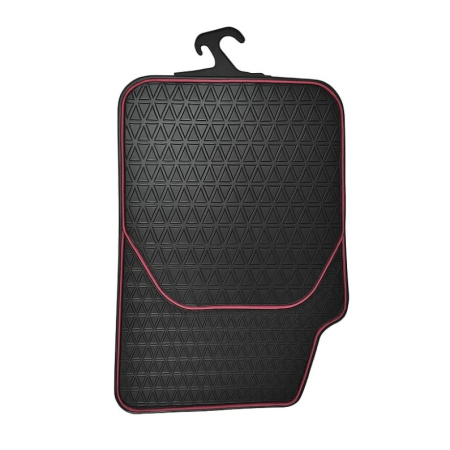 Accesorii Autoturisme - Covorase Auto Universale, din cauciuc sintetic moale, culoare Neagra cu dunga Rosie