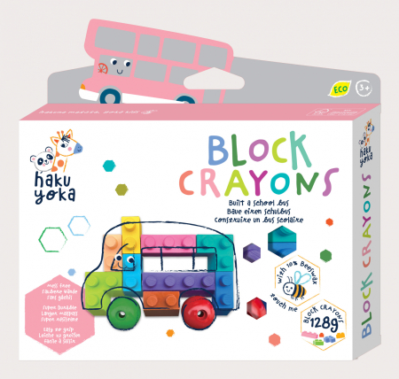 Arts Crafts - Creioane cerate interconectabile Block Crayons - Autobuz Scolar, Haku Yoka - Avenir - BazaRapid.ro
