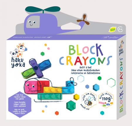 Arts Crafts - Creioane cerate interconectabile Block Crayons - Elicopter, Haku Yoka - Avenir - BazaRapid.ro