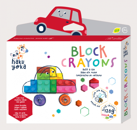 Arts Crafts - Creioane cerate interconectabile Block Crayons - Masina, Haku Yoka - Avenir - BazaRapid.ro