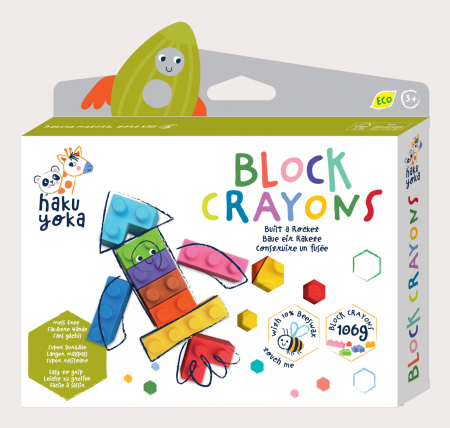 Arts Crafts - Creioane cerate interconectabile Block Crayons - Racheta, Haku Yoka - Avenir - BazaRapid.ro