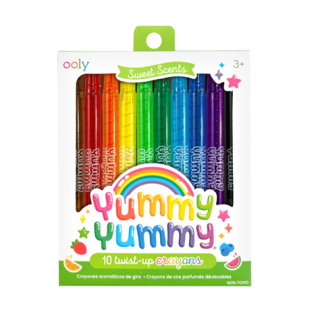 Creioane colorate parfumate rasucibile - Yummy Yummy, set de 10 - Ooly - BazaRapid.ro