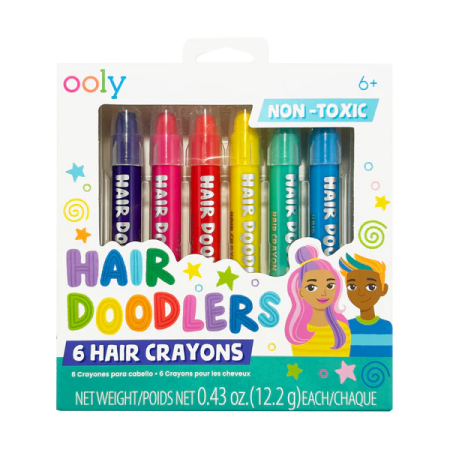 RECHIZITE CREATIVE - Creioane colorate pentru par Hair Doodlers - set de 6 - Ooly - BazaRapid.ro
