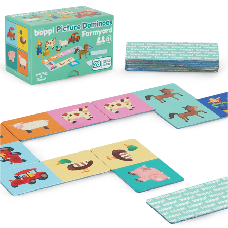 Jucarii Bebelusi si Plus - Domino cu Imagini Boppi, 28 piese, Ferma - boppi - BazaRapid.ro