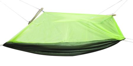 Accesorii Gradina - Hamac de Camping Dublu (2 persoane), 200 x 100 cm + Plasa de tantari, culoare Verde