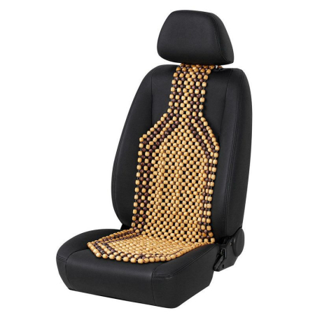 Huse Auto - Husa pentru scaun auto cu bile de masaj din lemn, culoare Bej/Maro