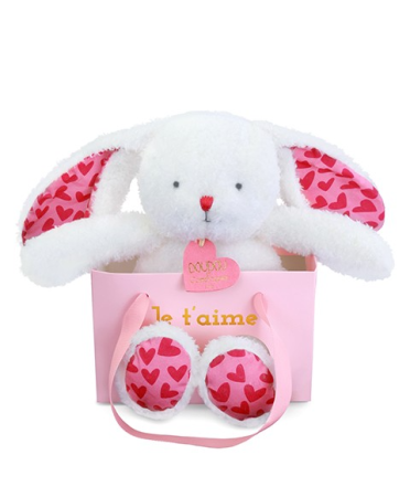 Jucarii Bebelusi si Plus - Iepuras din plus moale Te Iubesc in punga cadou , 25 cm - Doudou et Compagnie - BazaRapid.ro