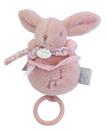 Jucarii Bebelusi si Plus - Iepuras muzical Doudou , roz, 20 cm - Doudou et Compagnie - BazaRapid.ro