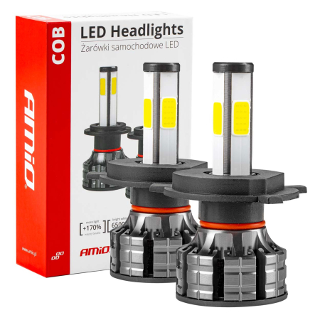 Becuri LED - Instalatie LED COB 2Side AMiO, compatibil H4, destinat competitiilor auto sau off-road