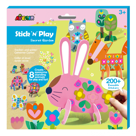 Arts Crafts - Joc creativ Stick N Play cu scene 3D si stickere repozitionabile - Gradina Secreta - Avenir - BazaRapid.ro