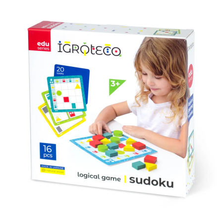 Jucarii din lemn - Joc de logica din lemn - Sudoku pentru copii, 16 piese - Igroteco - BazaRapid.ro