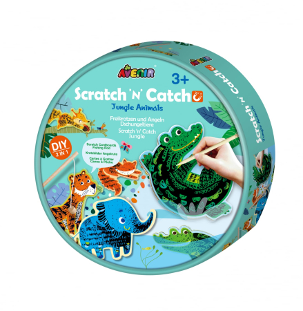 Arts Crafts - Joc de pescuit 2in1 razuibil - Scratch N Catch- Animale Jungla - Avenir - BazaRapid.ro