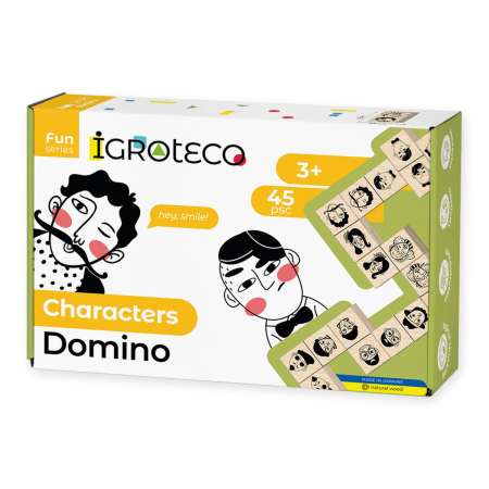 Jucarii din lemn - Joc Domino din lemn -, zPersonaje, 45 piese - Igroteco - BazaRapid.ro