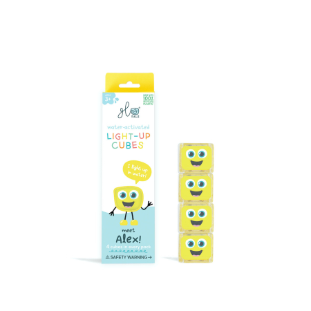 Slime si Jucarii Senzoriale - Jucarie senzoriala luminoasa Alex - Glo Cube, galben - Glo Pals - BazaRapid.ro