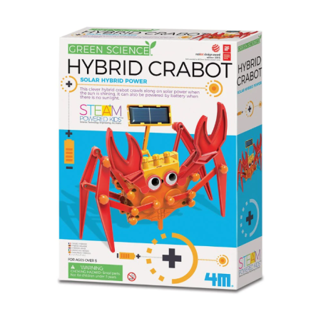 STEM educativ - Kit constructie Crab robot hibrid, Stiinta Verde - Green Science - 4M - BazaRapid.ro