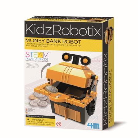 STEM educativ - Kit constructie robot - Money Bank Robot, Kidz Robotix - 4M - BazaRapid.ro