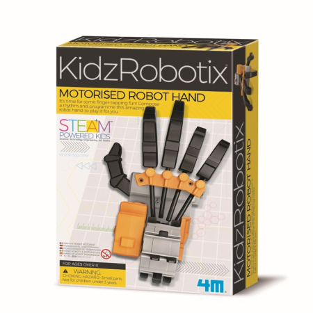 STEM educativ - Kit constructie robot - Motorised Robot Hand, Kidz Robotix - 4M - BazaRapid.ro
