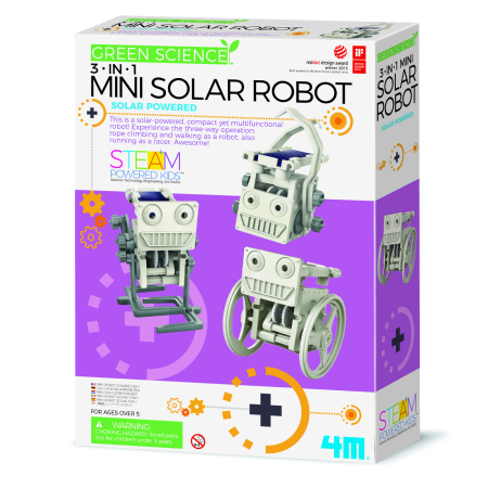 STEM educativ - Kit constructie Robot Solar mini 3 in 1, Stiinta Verde - Green Science - 4M - BazaRapid.ro