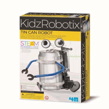STEM educativ - Kit constructie robot - Tin Can Robot, Kidz Robotix - 4M - BazaRapid.ro