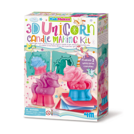 Arts Crafts - Kit creativ , Creeaza lumanari 3D cu unicorn KidzMaker - 4M - BazaRapid.ro