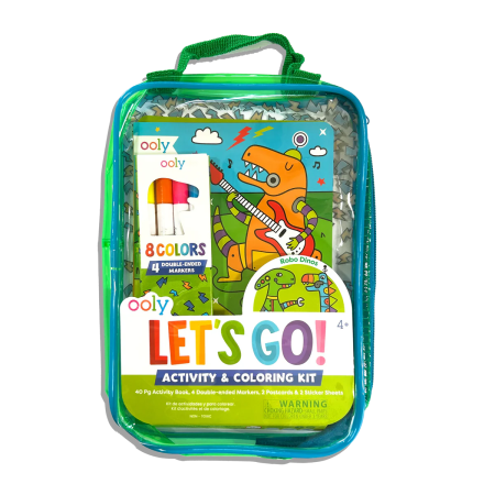 RECHIZITE CREATIVE - Kit portabil de activitati si colorat - Dinozauri Roboti - Let s Go! Robo Dinos - Ooly - BazaRapid.ro