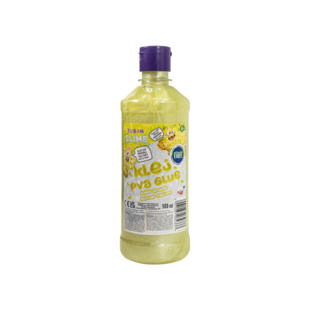 Slime si Jucarii Senzoriale - Lipici PVA pentru slime - galben cu sclipici, 500 ml - Tuban - BazaRapid.ro