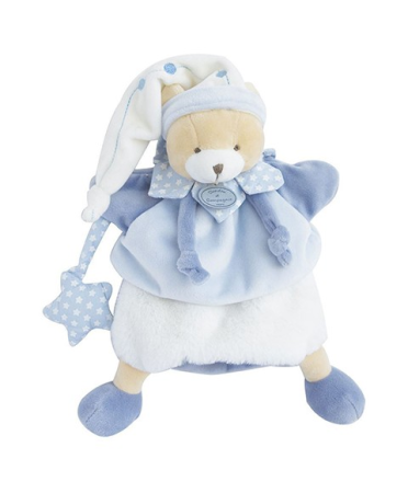 Jucarii Bebelusi si Plus - Marioneta Doudou - ursulet de plus, 28 cm, bleu - Doudou et Compagnie - BazaRapid.ro