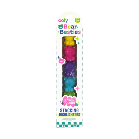 RECHIZITE CREATIVE - Markere intercalabile Ursuleti - set 5 culori neon - Bear Besties - Ooly - BazaRapid.ro