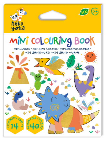 Arts Crafts - Mini Carte de Colorat Hakuyoka - Dinozauri - Avenir - BazaRapid.ro