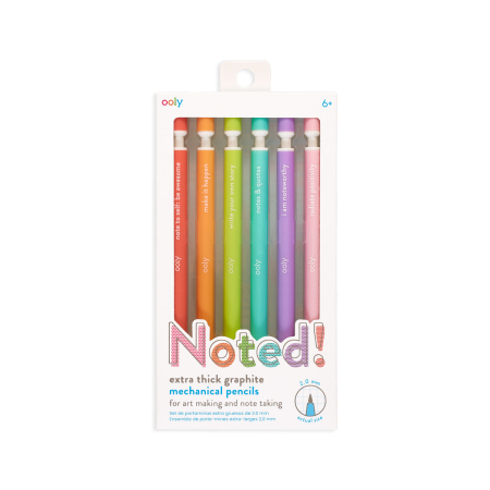 RECHIZITE CREATIVE - Notat! - Creioane mecanice grafit extra gros - set de 6, cu citate motivationale - Ooly - BazaRapid.ro