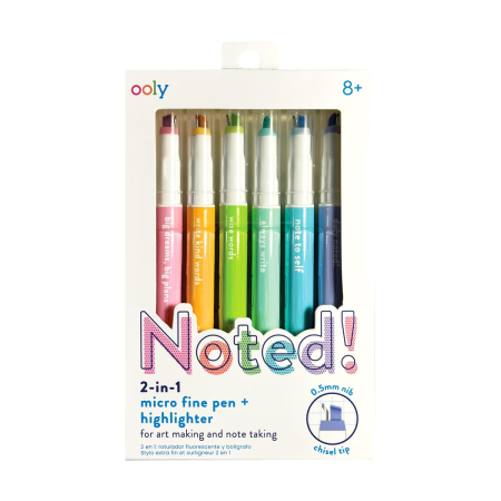 RECHIZITE CREATIVE - Notat! - Pixuri cu varf microfin si markere 2-in-1 - Set de 6 - Ooly - BazaRapid.ro