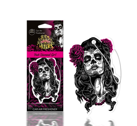 Odorizante Auto - Odorizant Auto Premium Dia de los Muertos, Aroma Pink Diamond Girl, Parfum Persistent și Design Edgy Stilizat