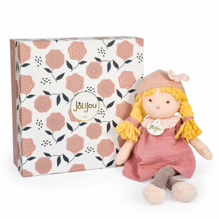 Jucarii Bebelusi si Plus - Papusa Eva, 30 cm, material textil, roz - Jolijou - BazaRapid.ro