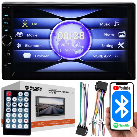 Accesorii Autoturisme - Player Video Auto, dimensiune 2DIN, TouchScreen de 7 inch, 4 x 50W, model WDS-30 cu Bluetooth, Handsfree, Radio, MP3, WMA, MP4, AUX, Card, Telecomanda, Functie Camera Marsarier