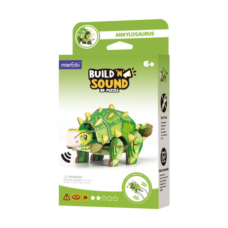 JUCARII - Puzzle 3D cu sunete - Ankylosaurus, Build n Sound - mierEdu - BazaRapid.ro