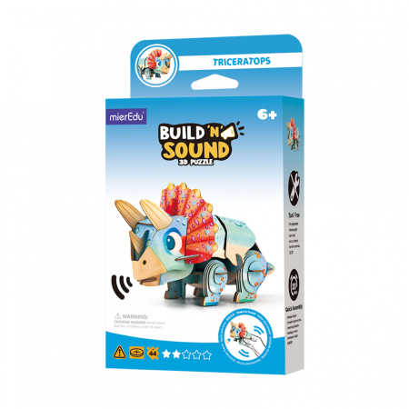 JUCARII - Puzzle 3D cu sunete - Triceratops, Build n Sound - mierEdu - BazaRapid.ro