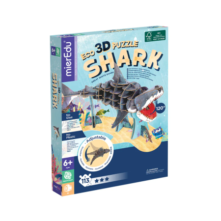 STEM educativ - Puzzle 3D ECO - Marele Rechin Alb (deluxe) - mierEdu - BazaRapid.ro