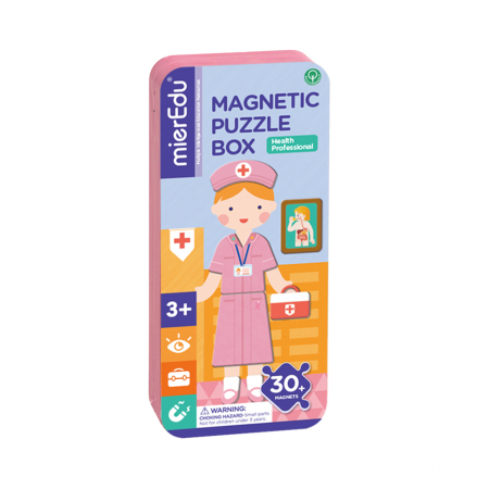 STEM educativ - Puzzle magnetic in cutie metalica, joc de potrivire si asociere - Doctor - mierEdu - BazaRapid.ro