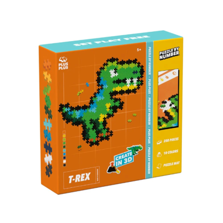 Seturi Constructie - Puzzle pe numere Plus-Plus, 250 piese, T-Rex - Plus Plus - BazaRapid.ro