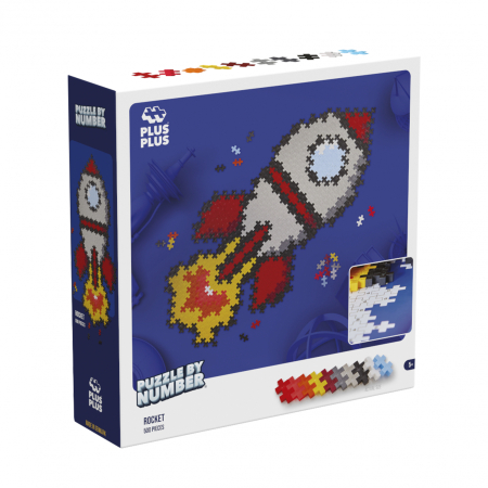 Seturi Constructie - Puzzle pe numere Plus-Plus, 500 piese, Racheta - Plus Plus - BazaRapid.ro
