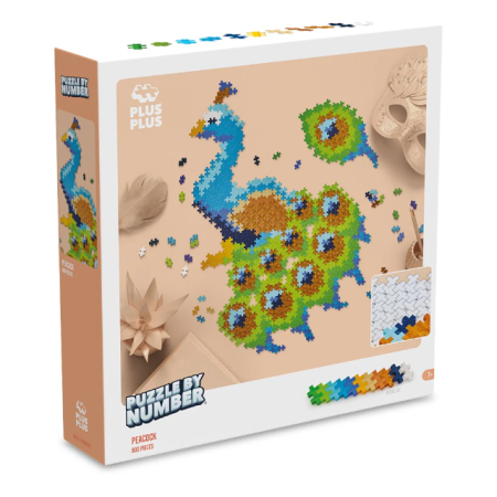 Seturi Constructie - Puzzle pe numere Plus-Plus, 800 piese, Paun - Plus Plus - BazaRapid.ro