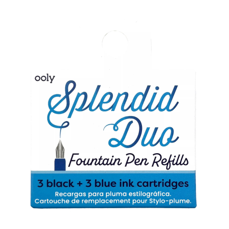 RECHIZITE CREATIVE - Rezerve Splendid pentru stilouri - cerneala albastra si neagra, set de 6 - Ooly - BazaRapid.ro
