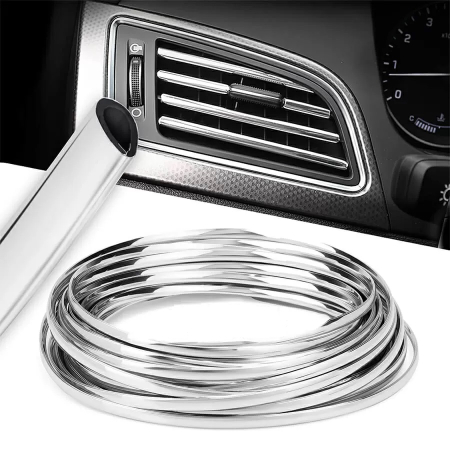 Accesorii Autoturisme - Rola Ornament Auto de tip "U" pentru muchii sau grila ventilatie, 15m liniari, culoare Crom SILVER