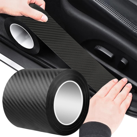 Accesorii Exterior - Rola ornament autoadeziv din autocolant Carbon 3D, dimensiune 5m x 7cm, culoare Neagra