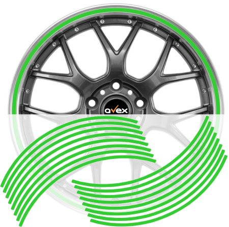 Stickere si Printuri - Set 16 inele din autocolant pentru jante culoare Verde Lucios